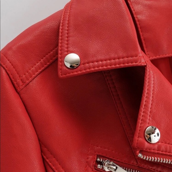 Vegan leather jacket zipper arms glam classic moto - Picture 9 of 11